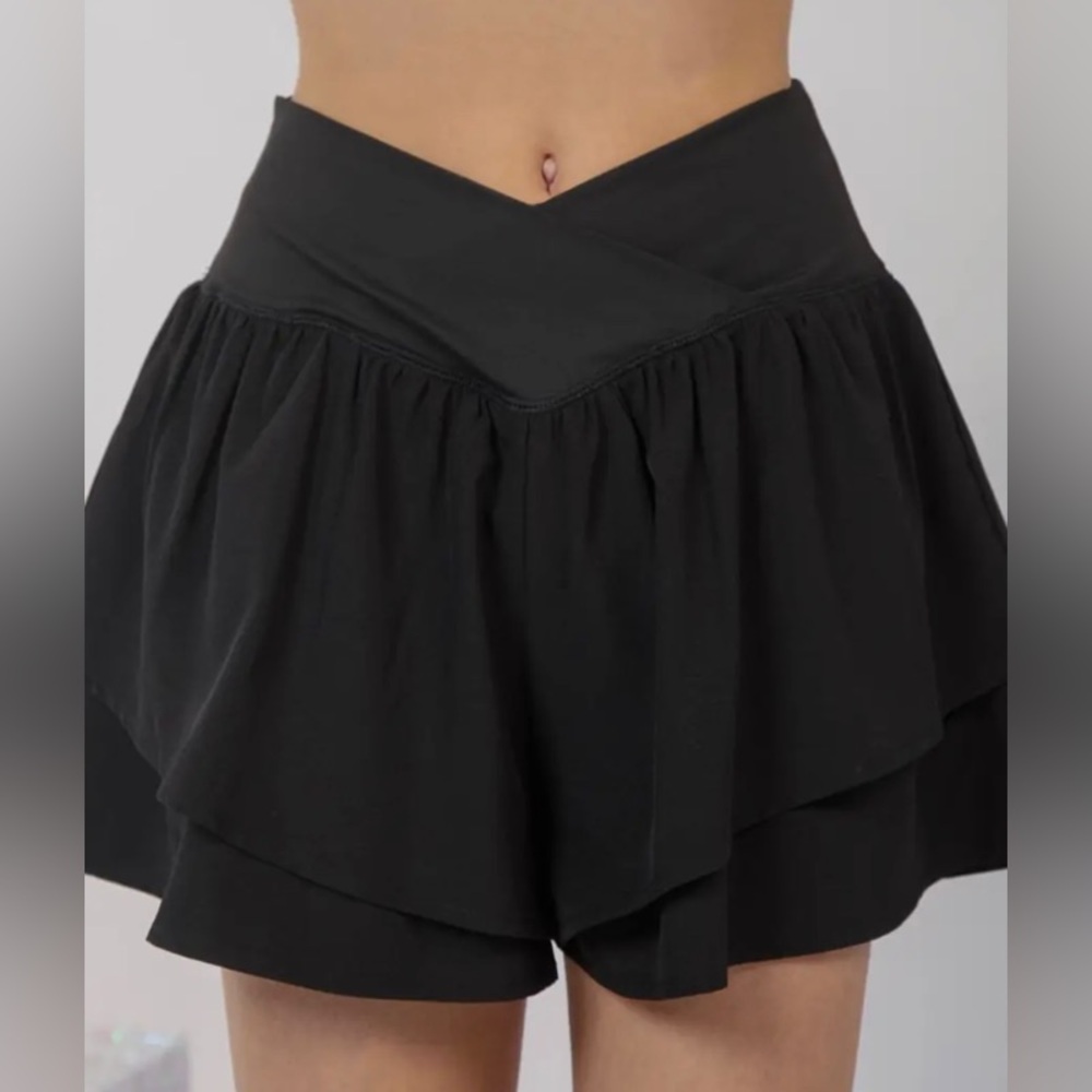 Black Flowy Activewear Shorts